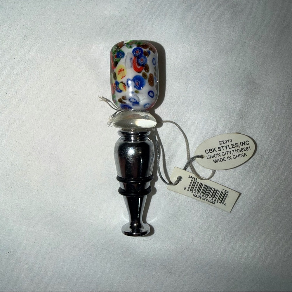 NEW Beautiful Millefiori Art Glass Wine Bottle Stopper - practical or decorative